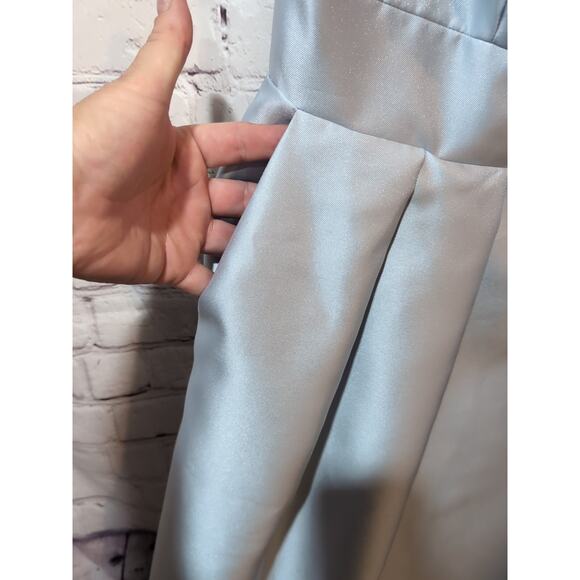 Alfred Sung Pleated Midi Light Ice Blue Fit Flare sleeveless Dress Pockets Sz 14 - Picture 6 of 12